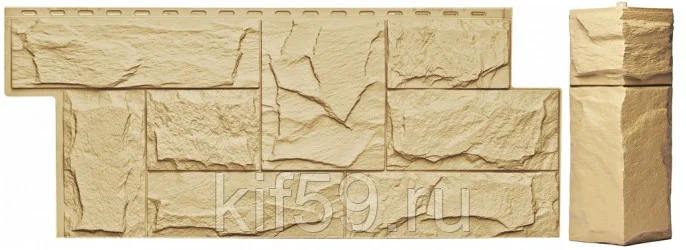 Сайдинг цоколя ГРАНИТ ЛЕОН 1090*455мм (Пустынный RAL 1001)