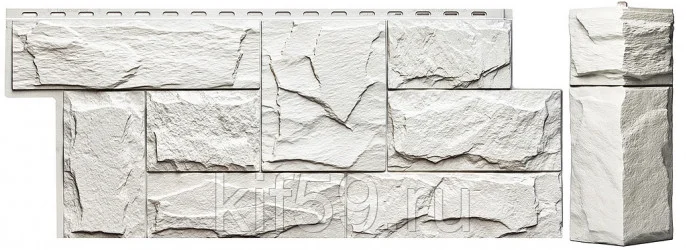 Сайдинг цоколя ГРАНИТ ЛЕОН 1090*455мм (Белый RAL 1013)