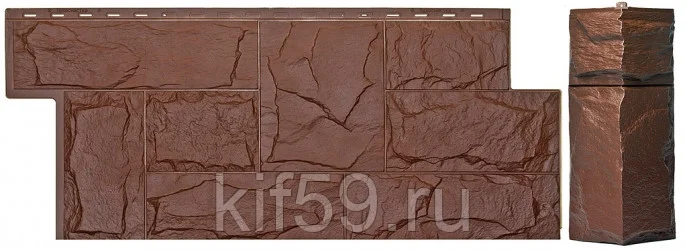Сайдинг цоколя ГРАНИТ ЛЕОН 1090*455мм (Коричневый RAL 8016)